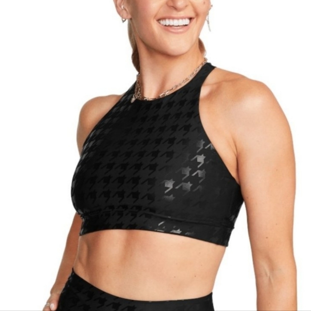 Peloton Flex Black Printed Show Up Sports Bra NEW